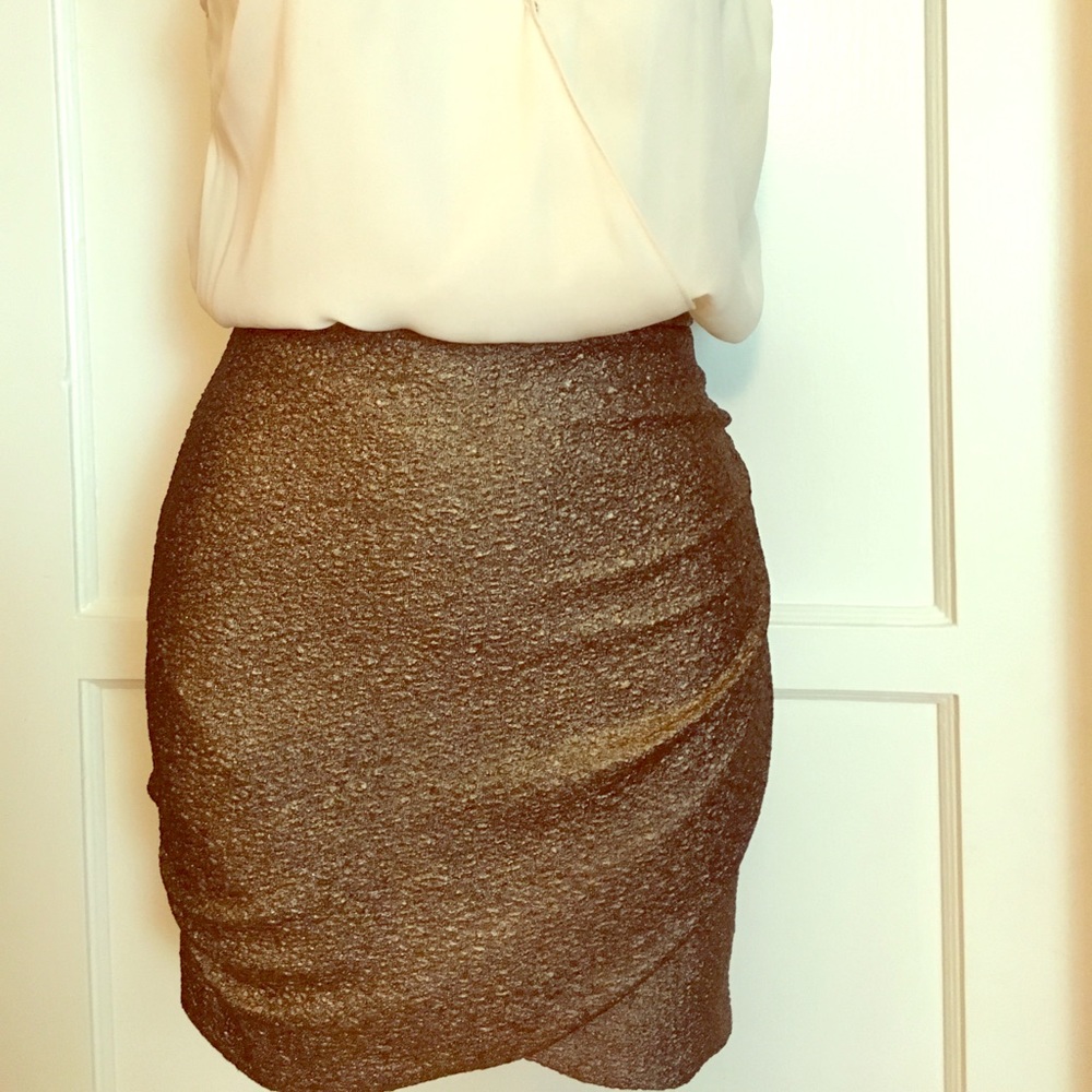 Copper Bronze bottom Cream chiffon top dress Small